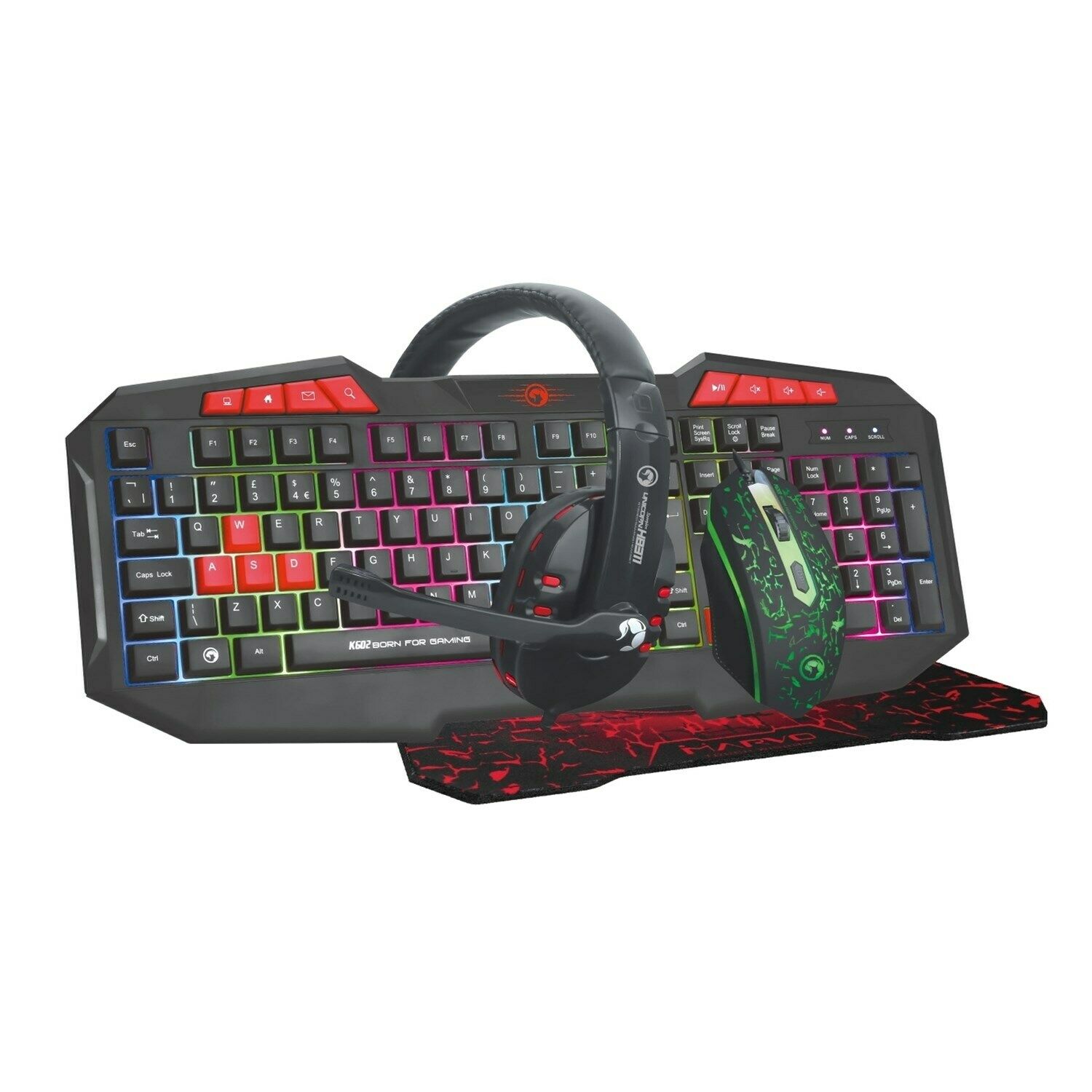 Marvo Scorpion CM375 Gaming Mouse, Mouse Pad, Headset, and Keyboard Pack - Image 2